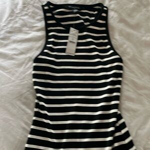 WHBM NWT Black tank top with white stripes. Size XS